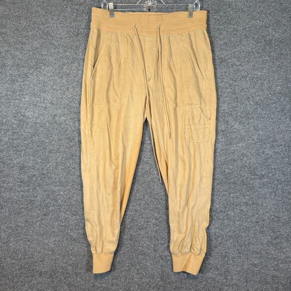 Quince Pants Womens Large Beige Khaki Cargo Joggers Tencel Stretch Flaw - Picture 2 of 13